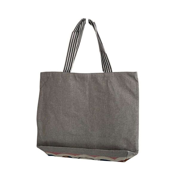 NEW Hello Kitty Tote Bag Purse Sanrio Blue‎ Canvas Zipper Closure Pocket Travel - Picture 2 of 8